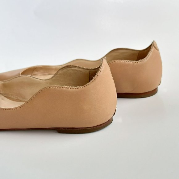 Loeffler Randall Milla Nude Scallop Pointed Toe Leather Flats - Picture 3 of 9